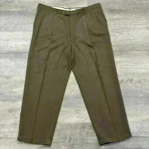 Vintage Monsieur By Givenchy Pleated Dress Pants Mens 40R Brown Made in USA - Picture 1 of 16